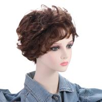 Accesorios para el cabello, peluca corta y rizada a la moda, pelucas onduladas masculinas naturales marrones, extensiones de cabello para hombres guapos, pelo sintético para uso diario - details 3
