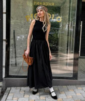 Estilo francés cuello redondo sin mangas Patchwork invierno nuevo vestido largo mujeres moda elegante viaje - details 9