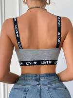 EasyFave Sujetador de punto con forma de corazón y letras para mujer - details 11