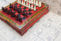 Ajedrez-juego creativo de escritorio tridimensional, Guerrero de terracota, piezas de ajedrez, tablero de ajedrez de madera - details 16