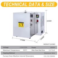 900 ℃   Horno de fundición de joyería, horno de desgaste, 1500W, calefacción de 4 zonas, Control PID Digital para molde de yeso de cera, Metal, 15x15x20cm - details 3