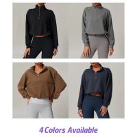 Sudadera con cuello alto y cremallera para mujer, Jersey deportivo holgado informal, ropa de Yoga y gimnasio, adecuada para correr y Fitness - details 1