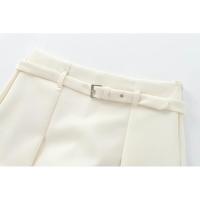 BUNO-Minifaldas y pantalones cortos para mujer, pantalón corto informal liso, cintura alta, holgado, para oficina, moda de verano, ropa, faja decorativa - details 6