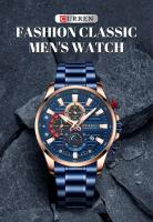 Reloj de Cuarzo CURREN 8415 Diseño Único en Negro y Azul Correa de Acero Calendario Estilo Formnal - details 1