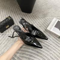 Bolsa de tacón fino puntiagudo sandalias de cabeza de las mujeres usan nuevo trasero francés versátil boca vacía poco profunda zapatos individuales zapatos de mujer - details 33