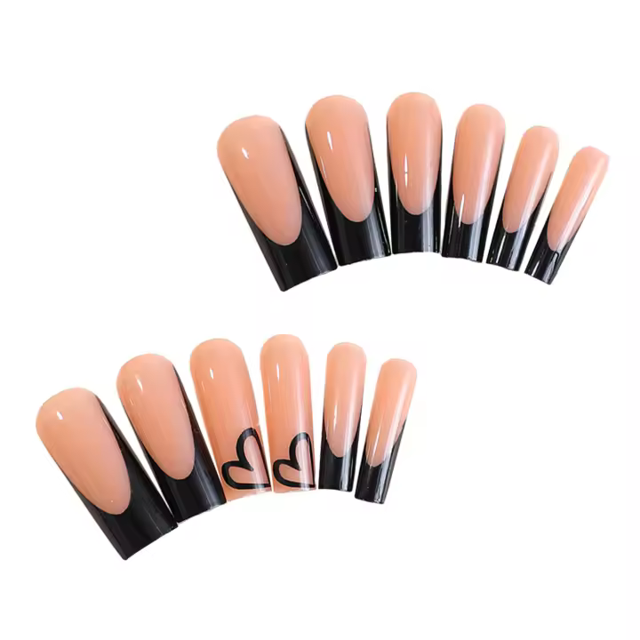 Uñas postizas reutilizables en forma de corazón para chicas calientes, dulces y encantadoras, vestido a juego, prensa desnuda - 1