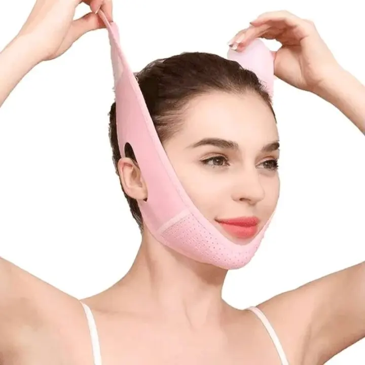 Correa Reductor Facial En Forma De V Adelgazante Levantamiento Y Estiramiento Cinturón Face Shaper Papada Rosa 1 Uds - 1