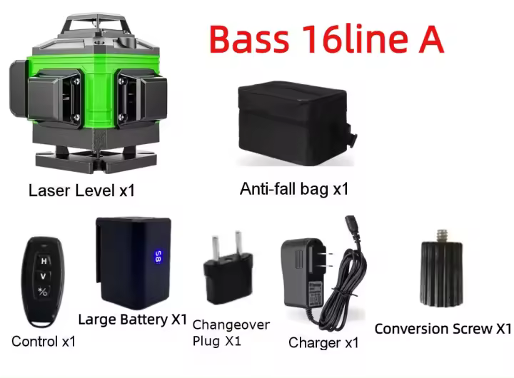 Nivel Láser de 16 Líneas Autonivelante Cruzado Horizontal e Vertical - 1