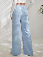 Pantalones de pana para mujer, pantalón liso con abertura, pierna recta, cintura alta, ancho, otoño, elegante y Original - details 12