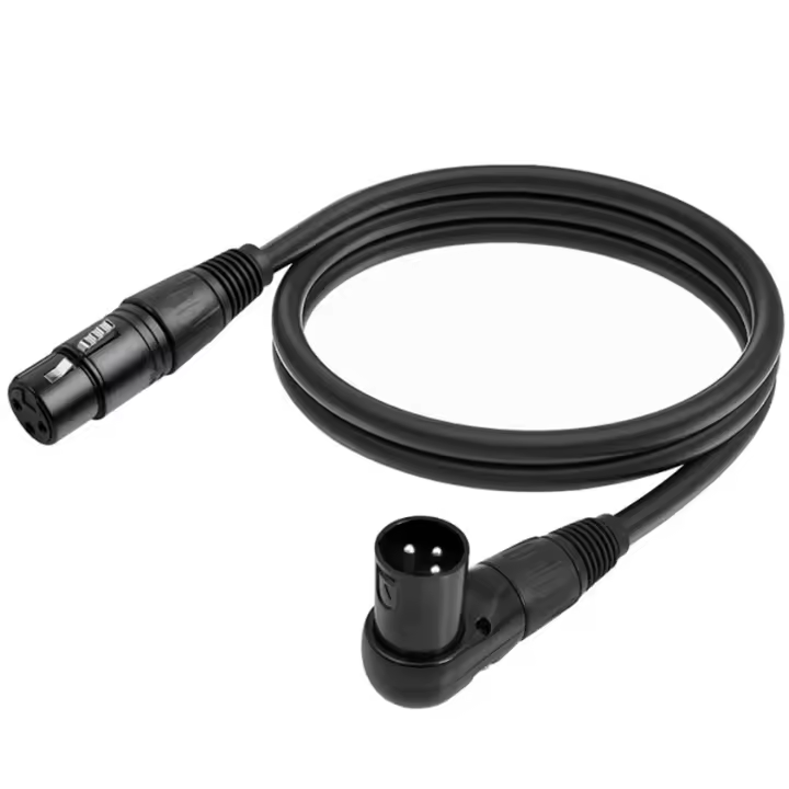 Cable de micrófono XLR de 3 pines con ángulo ajustable, conector macho a hembra de ángulo recto, Cable de Audio profesional - 1
