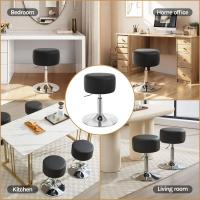 Taburete de Maquillaje Redondo Pequeño Giratorio de Altura Ajustable Taburete Bar Bajo PU para Tocador, Dormitorio, Oficina en Casa y Salón Blanco, BH14ws-1 - details 31
