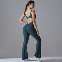 2025 Nueva Belleza ck Ropa de Entrenamiento Deportivo de Elevación de Melacotton de Una Pieza Pantalones Acampanados Yoga - details 8