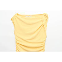 Vestido Casual Vintage para Mujer BUNO Cuello Redondo Amarillo Sólido Moda Primavera-Verano 2025 - details 8