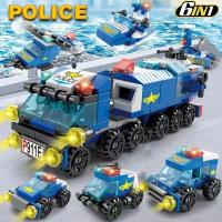 Bloques de construcción de la estación de policía de la ciudad para niños, juguete de ladrillos para armar camión SWAT, ideal pa - details 3
