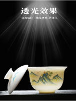 Juego de té de viaje de porcelana blanca alta Dehua, juego de Kung Fu, una olla, tres tazas, tapa de tazón, celebración de la tienda de la empresa, evento comercial - details 2