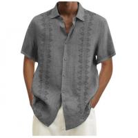 Camisas hawaianas con solapa de árbol de Coco para hombre, camisa de manga corta a la moda, blusa Floral, cuello vuelto, ropa masculina, verano - details 1