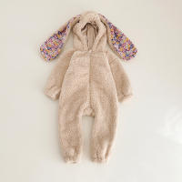Cute Baby Cartoon Romper Warm Fleece One-piece Overall Autumn Winter Toddler Outwear Jumpsuits - details 2