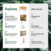 Mesa de Camping Plegable de bambú de 100 x 72 cm para 4 a 6 Personas, Marco Estable de Aluminio, 3 Alturas Ajustables con Bolsa de Transporte para jardín, Picnic, Camping - details 5