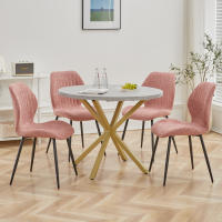 EGOONM-mesa de comedor de lujo para el hogar, mueble de imitación con efecto mármol, redondo, Simple, 100CM - details 9