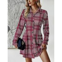 Vestido camisero de manga larga para mujer, elegante a cuadros, elástico de una pieza, moda coreana, informal, para fiesta - details 9