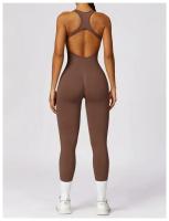Traje de Yoga sin Costuras Bodysuit de Exercicio Adelgazante Material de Nylon Patrón Sólido - details 12
