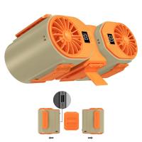 Ventilador inalámbrico de doble salida dividido 2 en 1 para colgar en la cintura, ventilador portátil de viento de cinco engranajes, 10000mAh, ABS, ventilador de cintura colgante para senderismo - details 10