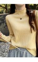 2025 suéteres de cuello alto fruncidos para mujer Otoño Invierno Jersey cálido Tops ajustados suéter de punto Jersey suave para mujer - details 10