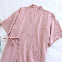 Conjunto de pijama de 2 piezas para pareja japonesa, hilo de algodón fino, pantalones cortos de manga corta, kimono para hombre y mujer, decoración del hogar - details 10