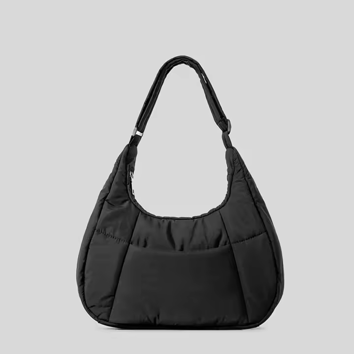 Bolso Tote Acolchado para Mujer con Cremallera Bolso Cruzado de Nylon y Algodón para Trabajo, Viaje, Fiesta Disponible en 6 Colores (Negro, Beige, Rosa, Gris, Verde, Café) - 1