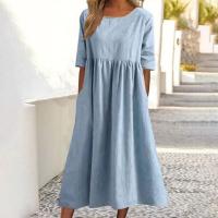 Vestido de verano de manga corta para mujer, vestidos holgados con cuello redondo - details 5