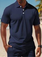 Traje casual de verano para hombre: polo ligero de manga corta para golf y pantalones cortos con cordón de color sólido con bolsillos - details 2