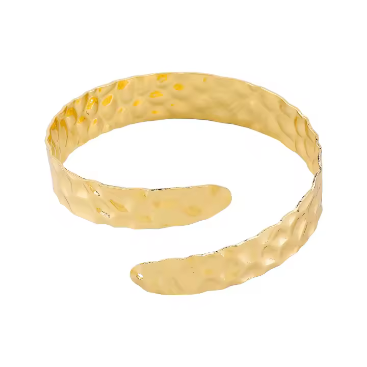 Anillo de brazo personalizado de moda con forma retro ondulada cóncavo-convexa, pulsera de metal con apertura de diseño simple - 1