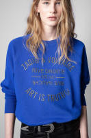 Sudadera bordada de algodón rosa con letras clásicas ZV de nicho francés para mujer, suéter bordado, principios de otoño - details 9