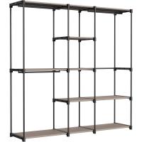 Armario, Perchero, Guardarropa, con Barras, Vestidor, Estantes de Tela, Marco de Metal, 182 x 43 x 182 cm, Topo RYG037R02 - details 0
