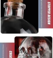 Botella de vidrio de alta calidad con forma de calavera de 750 ml, vaso de cerveza con cara de calavera de vino, vodka, whisky, tapa de café de madera - details 7