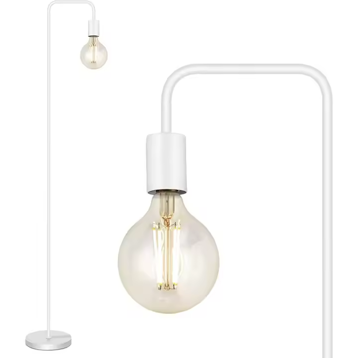 Lámpara de pie retro curvada minimalista de metal con interruptor de pie para dormitorio, salón, lectura, oficina, 165 cm, E27 (negro) - 1