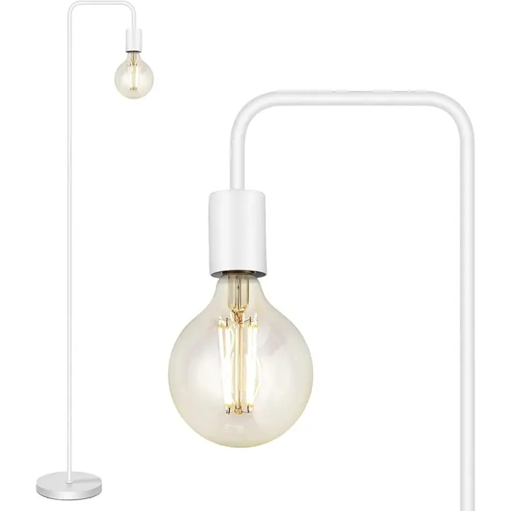 Lámpara de pie retro curvada minimalista de metal con interruptor de pie para dormitorio, salón, lectura, oficina, 165 cm, E27 (negro) - 1