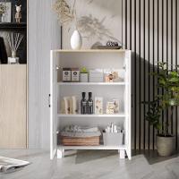 Armario de Salón Moderno Armario de Almacenaje con 2 Puertas Estante Ajustable y Base Elevada para Cocina Comedor Pasillo Dormitorio Dispositivo Antivuelco 60x30x90 cm Blanco - details 6