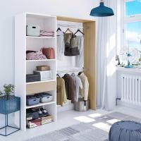 Armario Vestidor con 2 Cajones, Vestidor con Barras y Baldas, Acabado en Blanco Artik y Gris Cemento, Medidas: 179 cm (Ancho) x 202 cm (Alto) x 50 cm (Fondo) - details 4