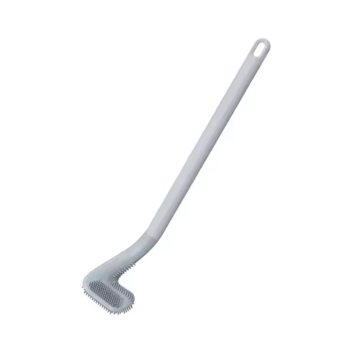 Cepillo de baño de silicona de limpieza profunda con cerdas flexibles de mango largo de plástico antideslizante, adecuado para manos y bebés - 1