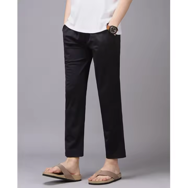 Pantalones informales de seda de hielo para hombre, Pantalones rectos transpirables finos para negocios, ropa de oficina para exteriores, Verano - 1