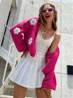 Kawaii Cardigan de Manga Suelta para Mujer Patrón de Flor Ligero Ideal para Trabajar - details 10