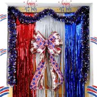 Decoración del Día de la Independencia Americana, bandera americana, cortinas con flecos de papel de aluminio metálico rojo, blanco y azul, 4 de julio, accesorios para fotos - details 2