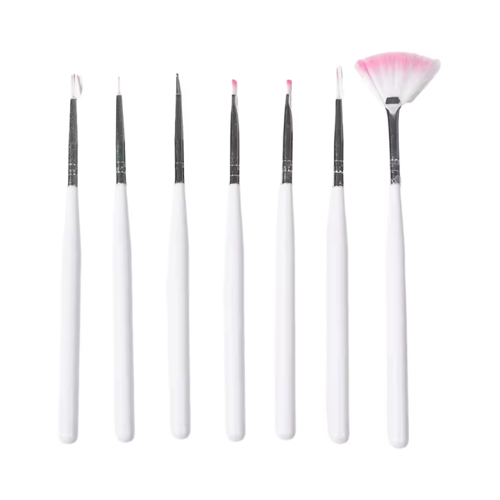 Pluma de Arte de Uñas KADS Blanca Set de 7Pcs Duradera de Nylon Aplicable para Pinturas Finas y Dibujos Líneas Marca KADS - 1