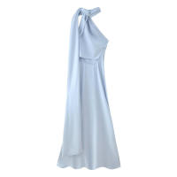 BUNO-Vestido de fiesta con cuello Halter y cinta de satén para mujer, vestidos elegantes sin espalda y hombros descubiertos, batas lisas para primavera 2025 - details 35