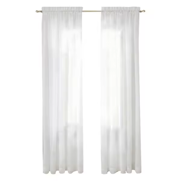 Cortinas transparentes blancas para ventana, Panel de bolsillo de varilla básica, 90 pulgadas de largo, 2 paneles - 1