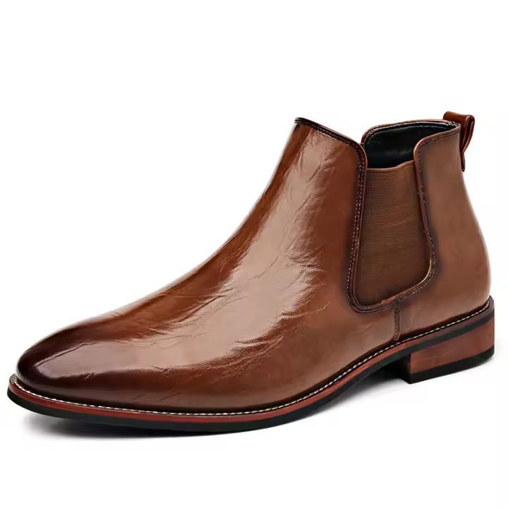 Botas Chelsea de hombre de manga británica retro de talla grande, botas de cuero británicas - 1