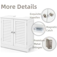 Armario bajo lavabo, corte en forma de U, mueble bajo lavabo con 2 puertas de persiana y 2 estantes, armario de suelo de baño, 60x30x60cm - details 10