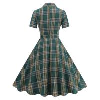 2025 nuevas mujeres Vintage a cuadros con bolsillo Rockabilly cola fiesta de té 1950s Swing Otoño Invierno vestido de manga corta - details 14