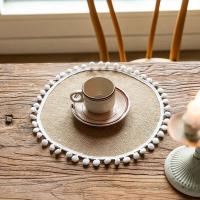 Manteles antideslizantes tejidos a mano con flecos de yute resistentes al calor para una sola persona, cojines para tazas de té, mesa de comedor interior - details 11